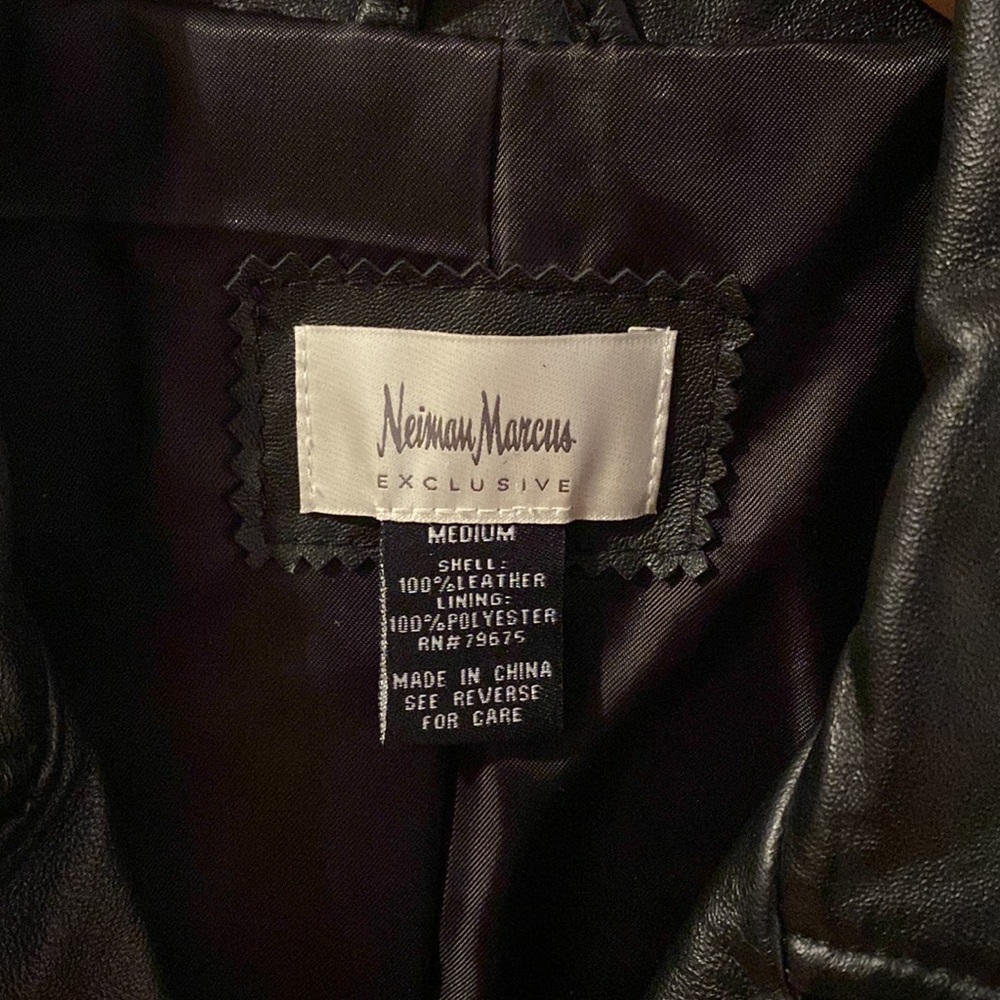 Neiman Marcus Black Leather Jacket - Picture 3 of 4